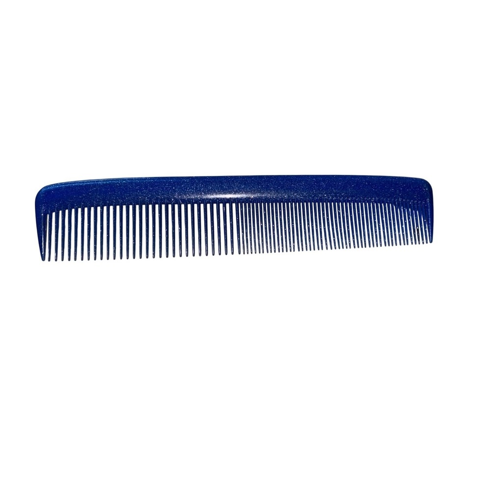 Blue Glitter Hair Comb 8 Inch All Purpose Fine Medium Tooth Styling Tool Sparkle